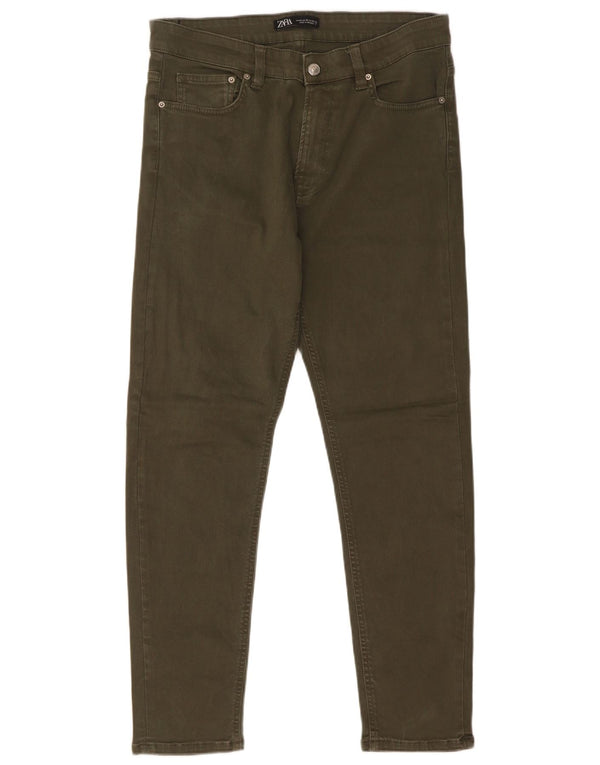 Zara Mens Slim Jeans EU 42 Grande W32 L28 Algodão Cáqui