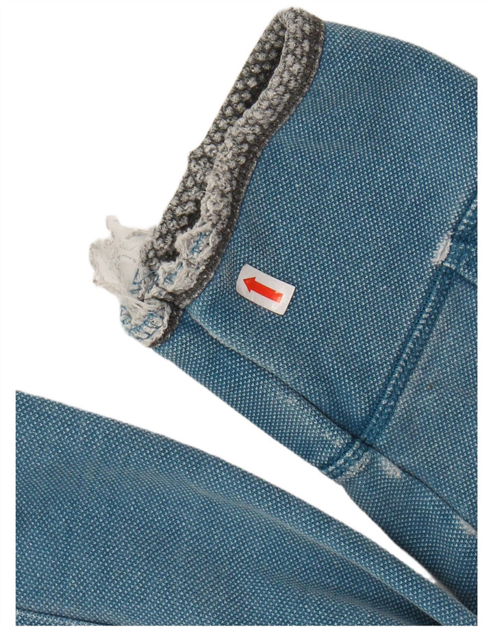 FAT FACE Suéter masculino com zíper e gola alta de algodão azul