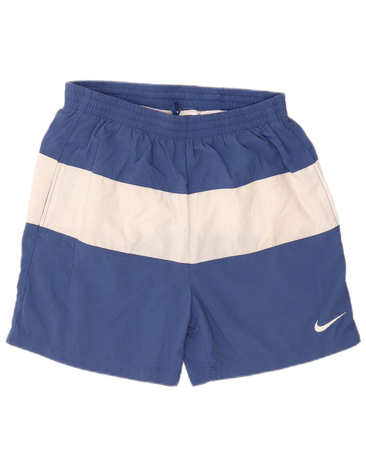 Shorts de natação Nike masculino gráfico médio azul colorblock nylon