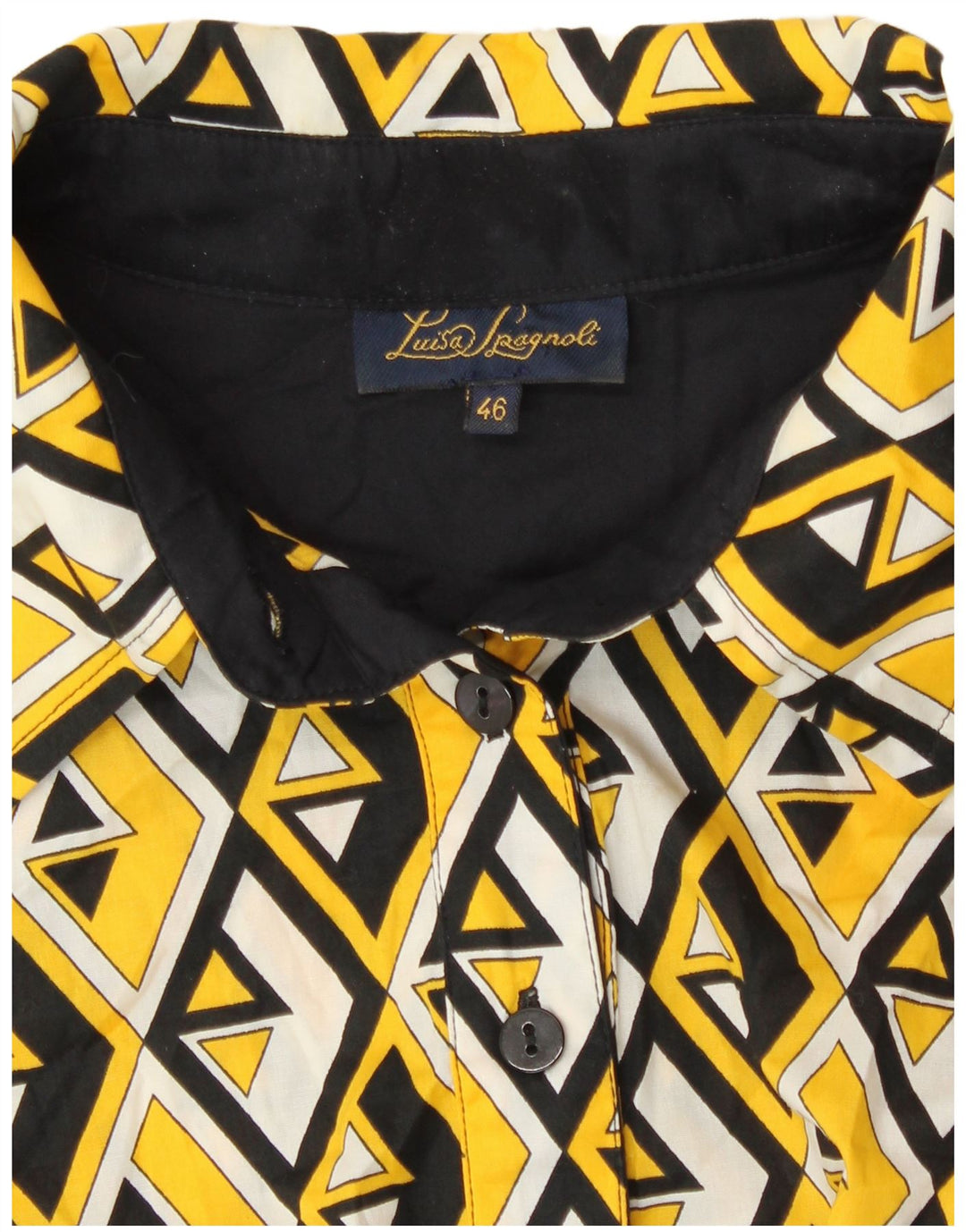 Vestido feminino Luisa Spagnoli evasê IT 46 grande amarelo geométrico