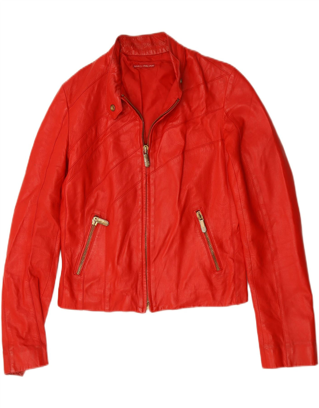 Jaqueta feminina vintage de couro Racer IT 44 couro vermelho médio