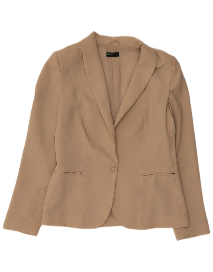 Jaqueta Blazer Feminina Benetton com 1 Botão Reino Unido 12 Médio Bege