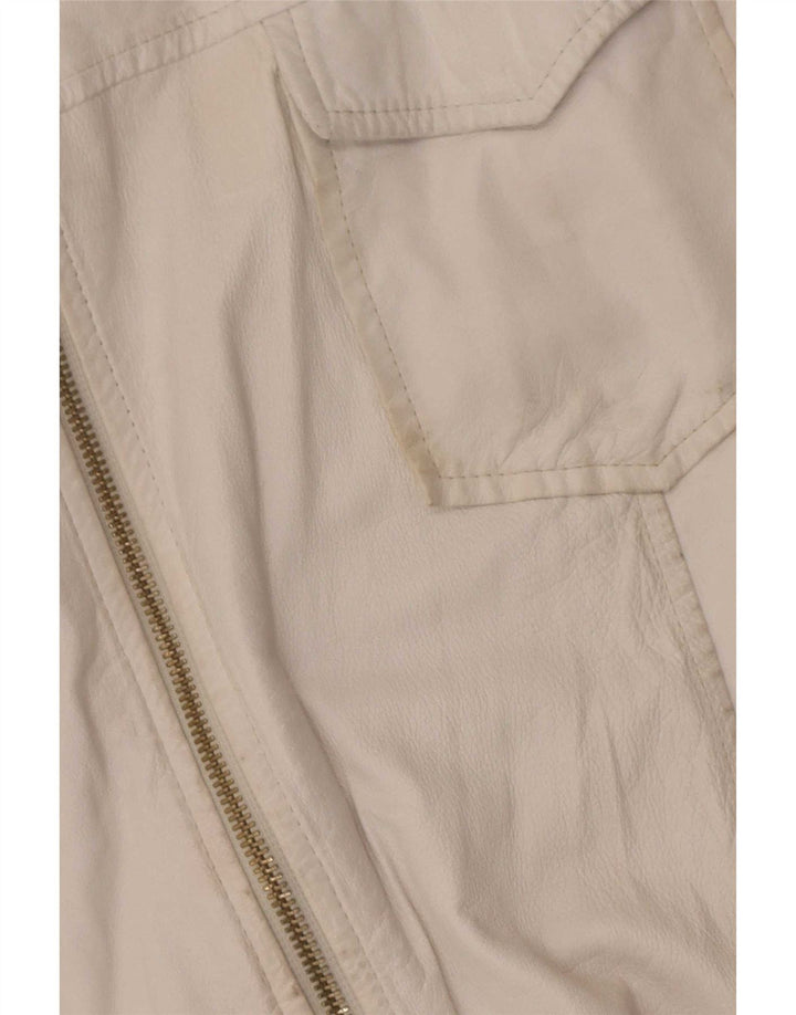Camiseta feminina vintage de couro IT 46 grande branca