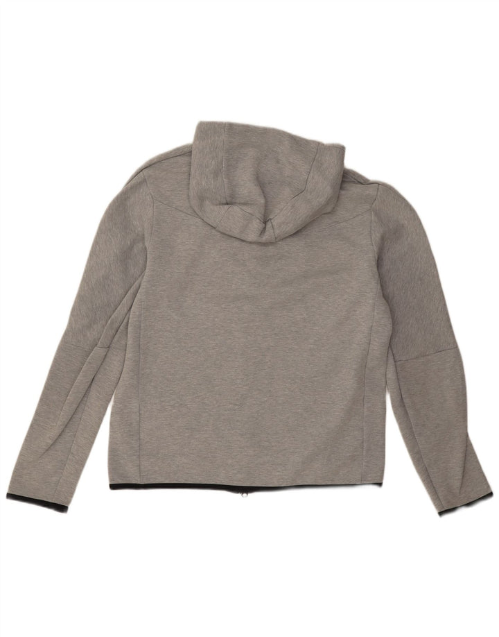 Suéter masculino Nike com capuz e zíper cinza médio algodão manchado