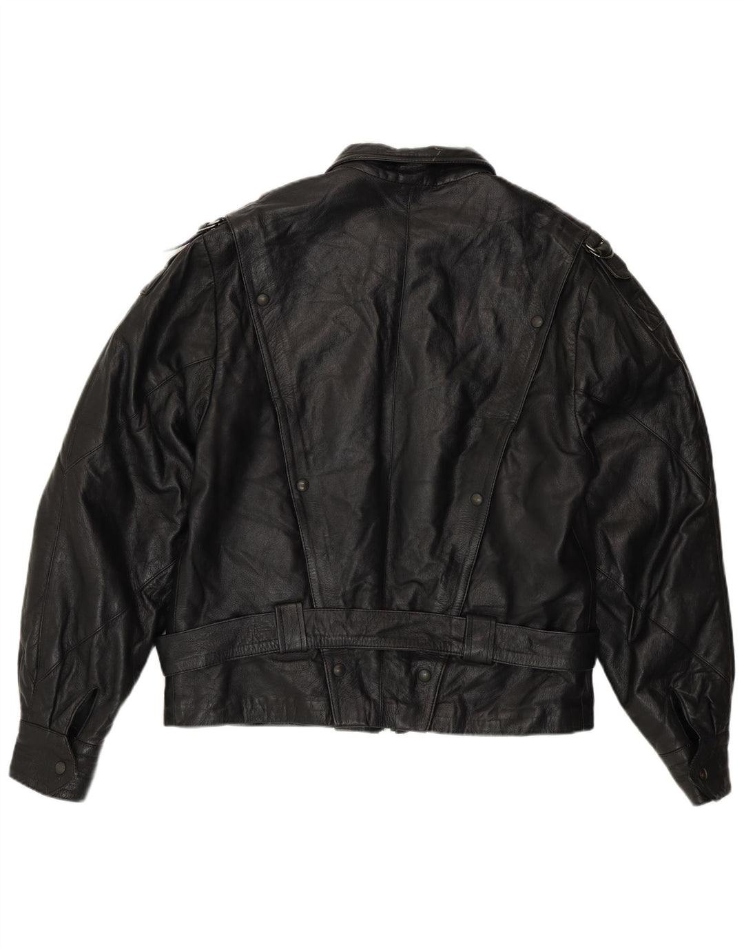 Jaqueta de couro masculina vintage IT 48 couro preto médio