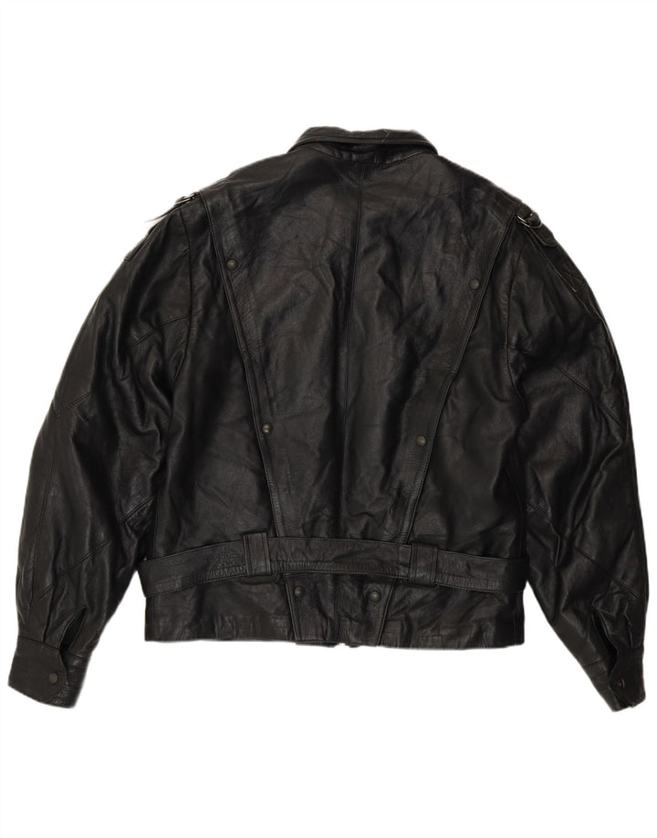 Jaqueta de couro masculina vintage IT 48 couro preto médio