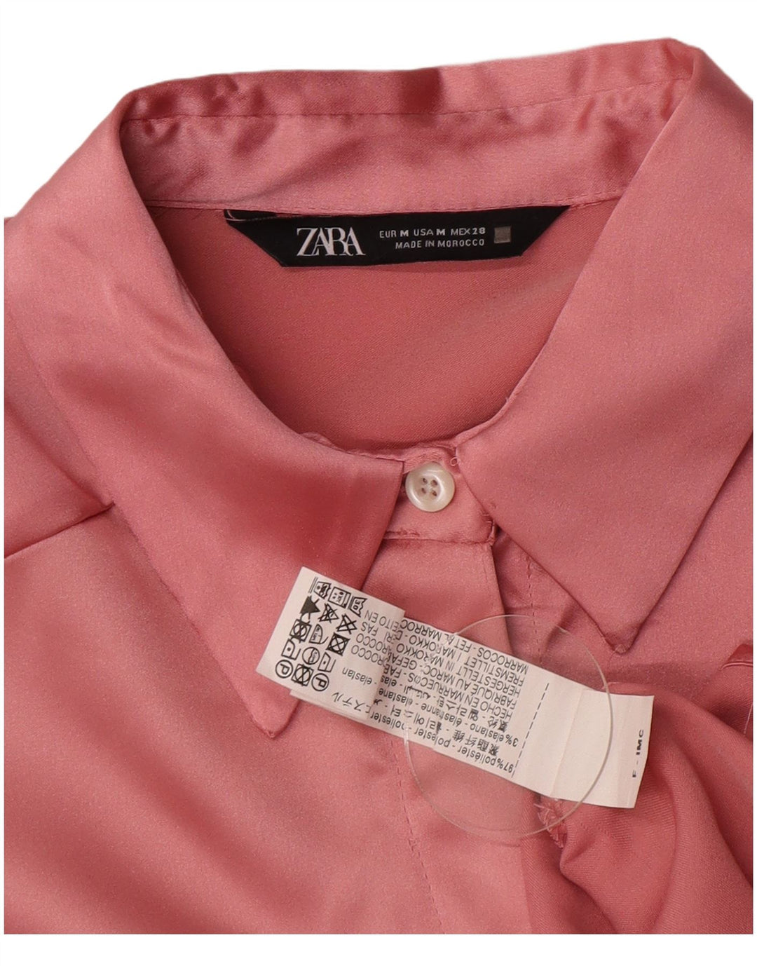 Blusa camisa oversized feminina Zara Reino Unido 14 poliéster rosa médio