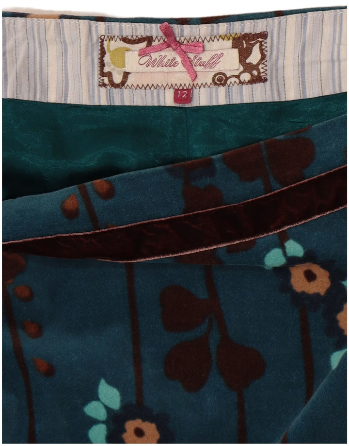 Saia evasê feminina White Stuff Reino Unido 12 médio W30 azul floral