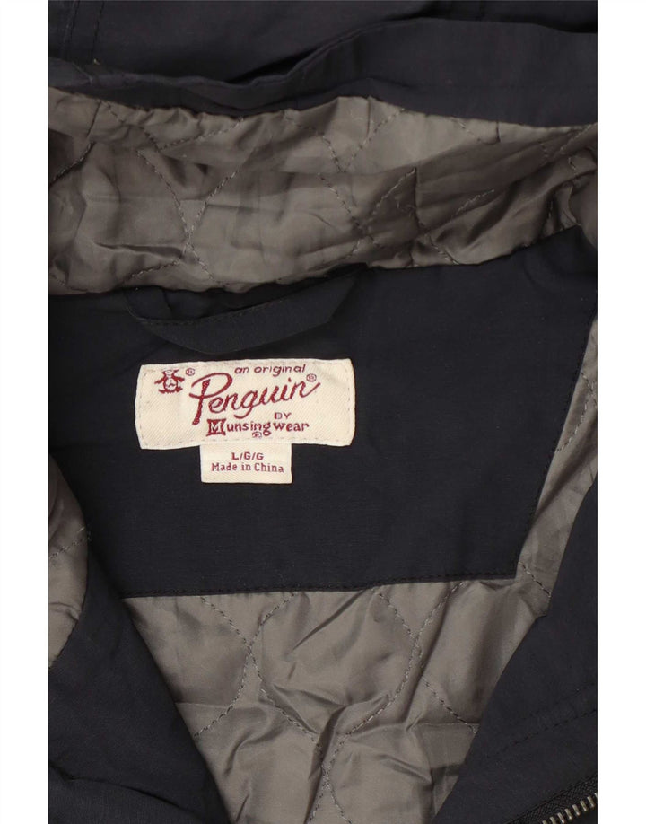 Jaqueta corta-vento masculina com capuz Penguin UK 40 grande azul marinho