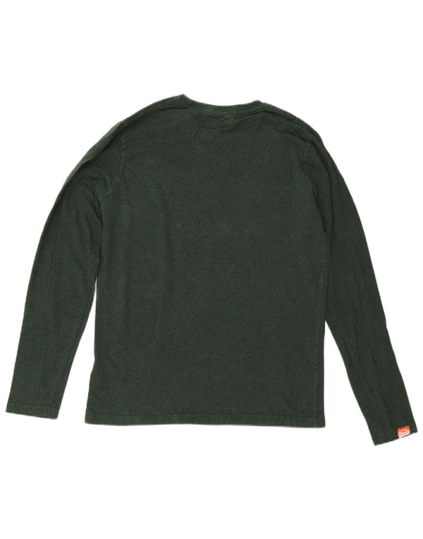 Superdry Mens Top Manga Longa Pequeno Algodão Verde