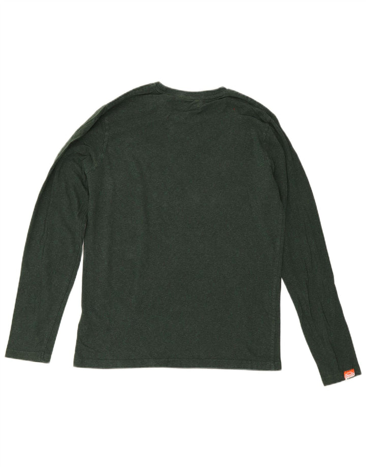 Superdry Mens Top Manga Longa Pequeno Algodão Verde