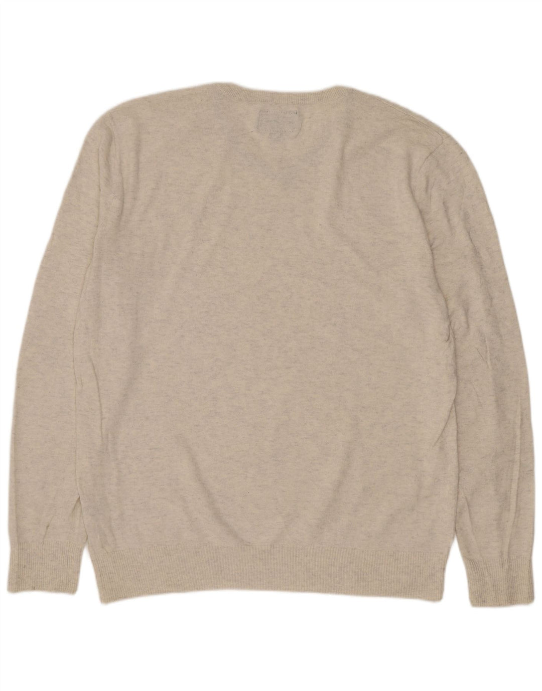 Suéter masculino American Eagle Outfitters com decote em V, médio bege salpicado