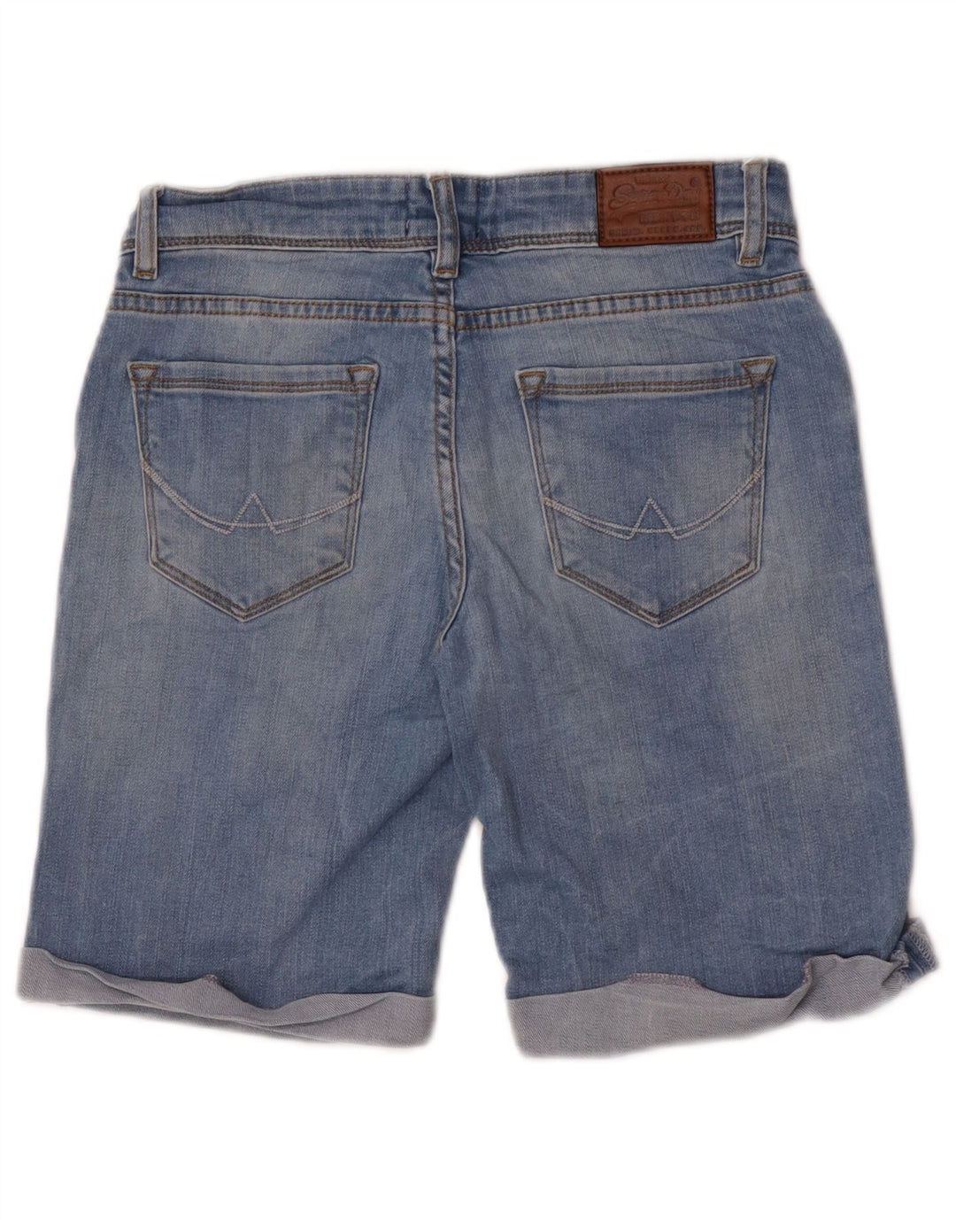 Shorts jeans feminino Superdry desgastado W26 pequeno azul