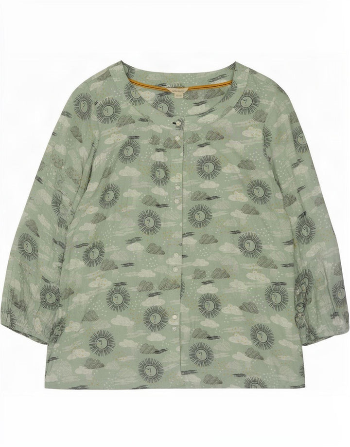 Blusa feminina com estampa abstrata branca material branco Reino Unido 16 grande verde