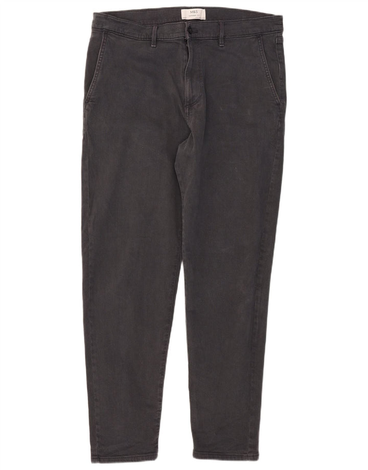 Calça Chino Masculina Slim Marks & Spencer W34 L28 Algodão Cinza