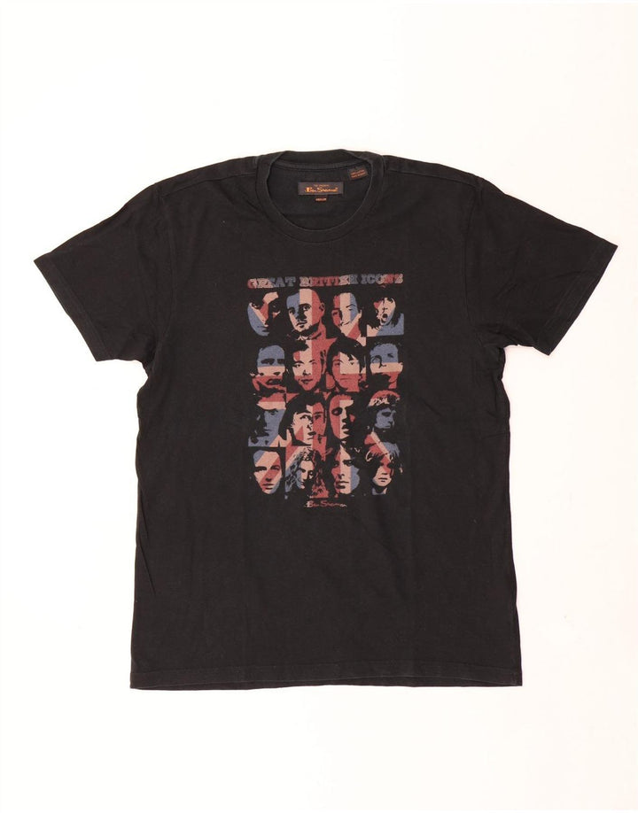 Camiseta gráfica masculina Ben Sherman Top médio algodão preto