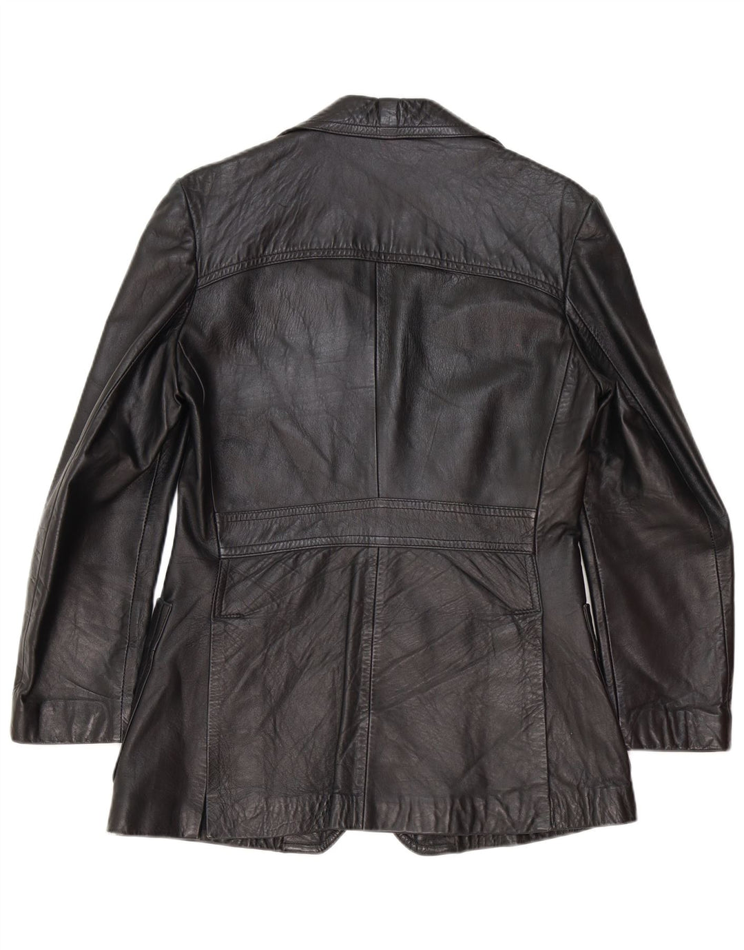 Jaqueta blazer masculina vintage de couro com 2 botões UK 40 grande preta