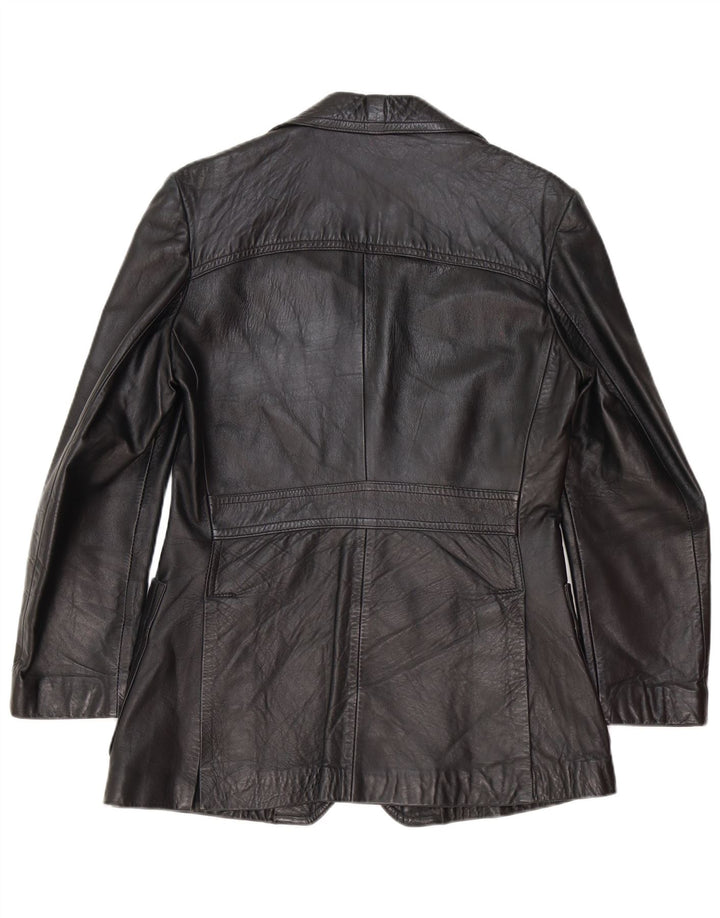 Jaqueta blazer masculina vintage de couro com 2 botões UK 40 grande preta
