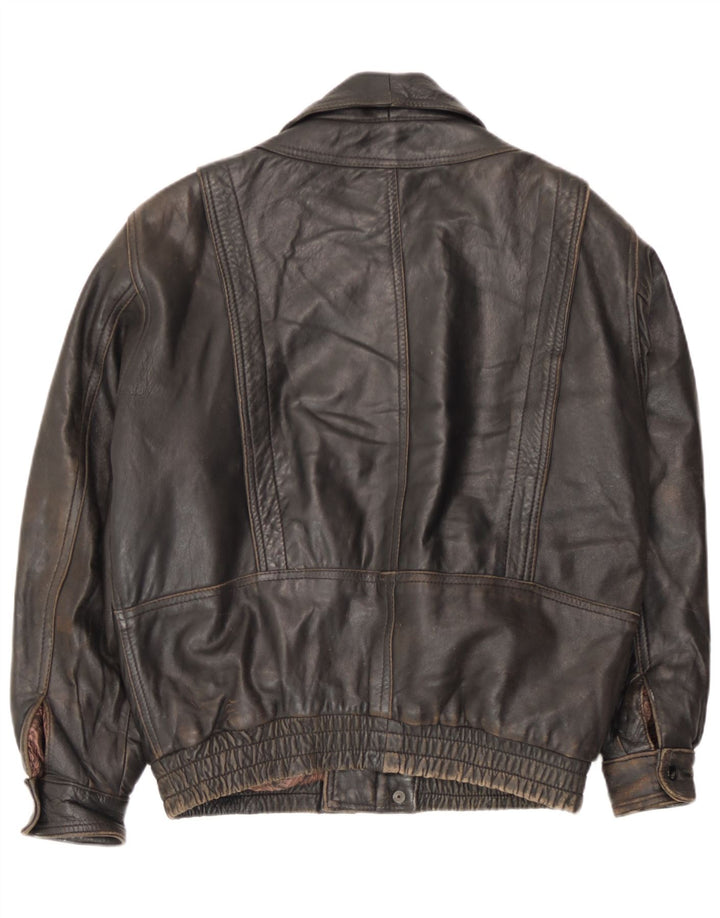Jaqueta de couro masculina vintage Reino Unido 36 couro marrom pequeno