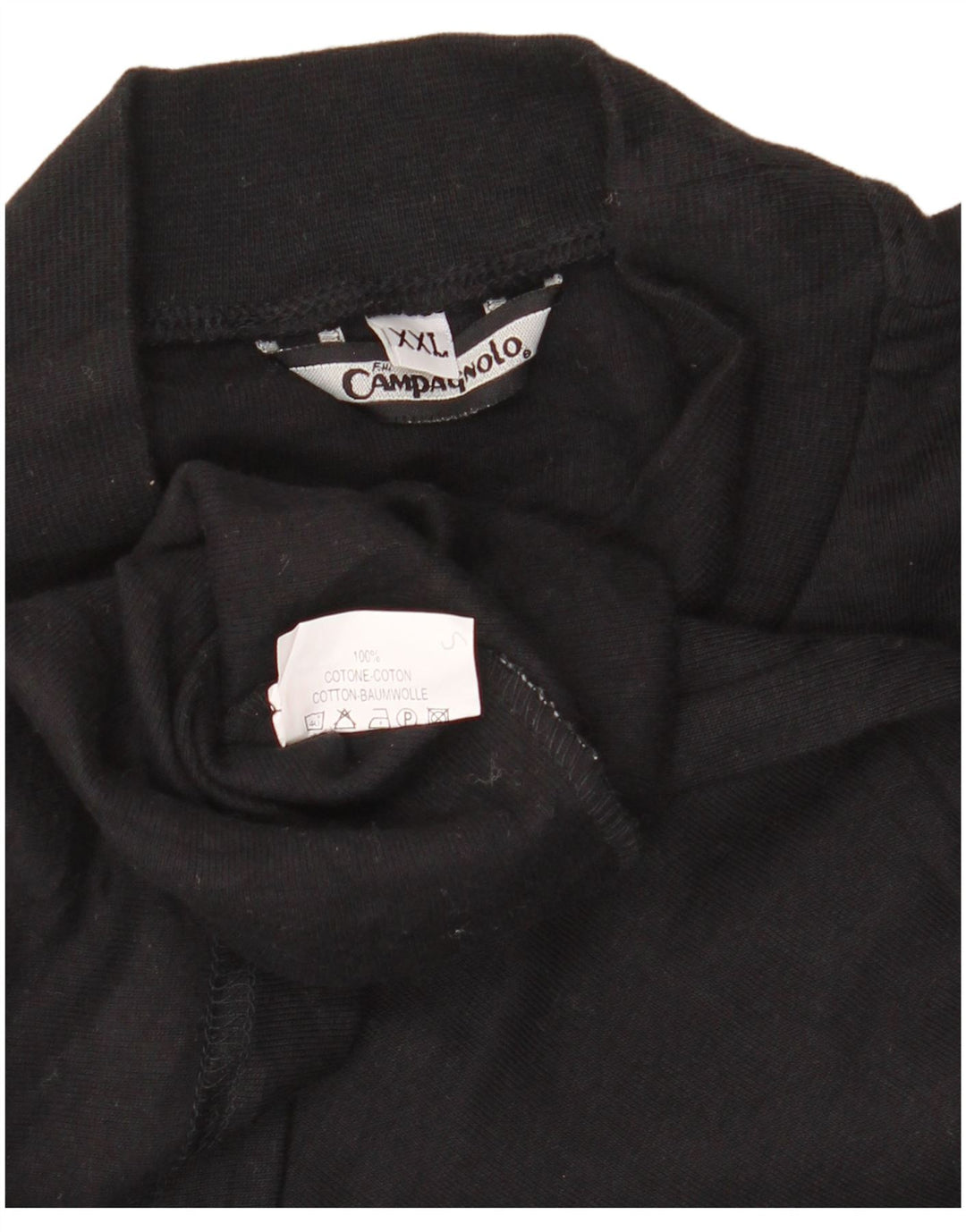 F.LLI CAMPAGNOLO Top masculino manga comprida 2XL algodão preto