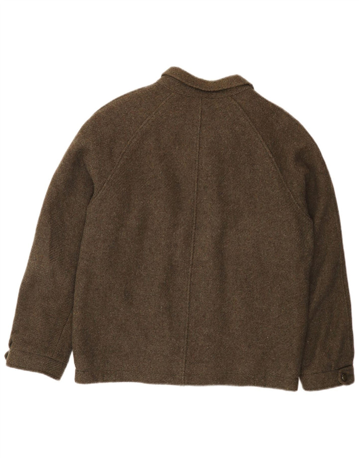 Jaqueta utilitária masculina vintage IT 50 grande lã cáqui