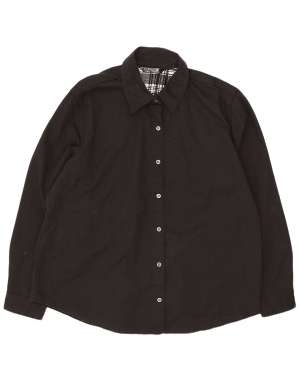 Camisa feminina Lee Lenhador de ajuste solto Reino Unido 18 XL algodão preto