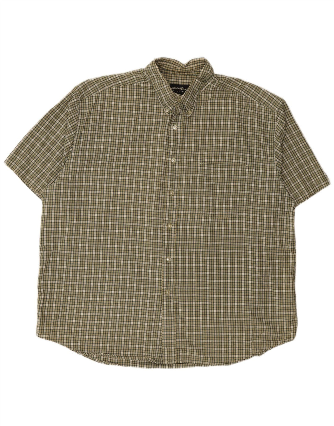 Camisa masculina de manga curta EDDIE BAUER 2XL algodão xadrez cáqui