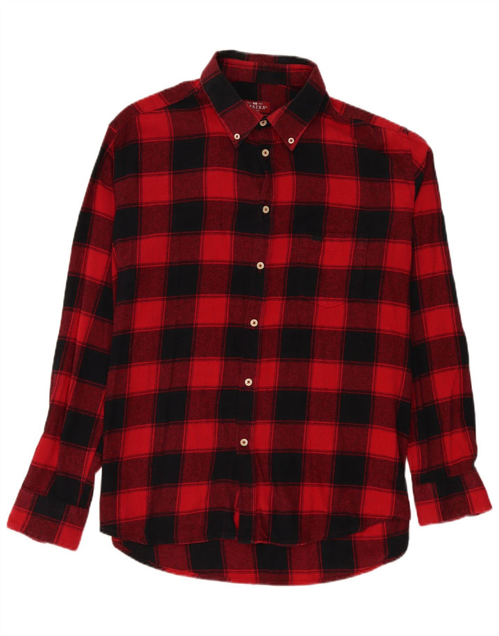 Camisa masculina de flanela Carrera Regular Fit XL algodão guingão vermelho