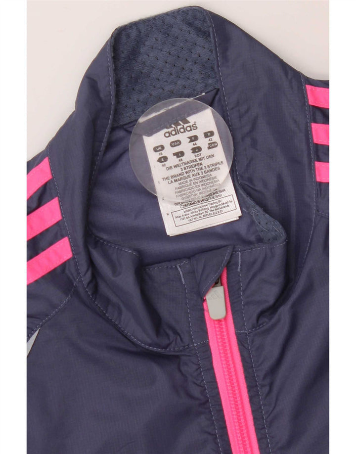 Adidas Womens Tracksuit Top Jacket UK 16 Grande Azul Marinho Nylon