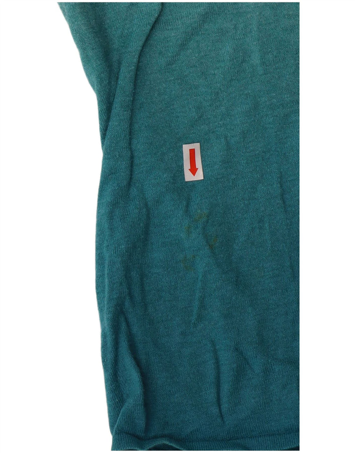 Top feminino Fat Face manga longa UK 14 grande algodão colorblock turquesa