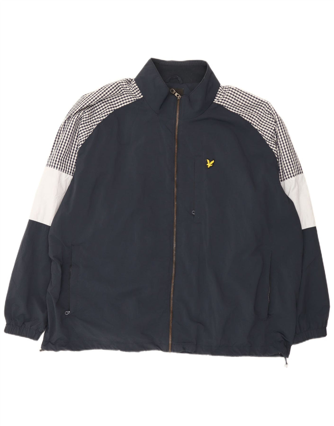Jaqueta de chuva masculina Lyle & Scott UK 46 3XL azul marinho colorblock nylon
