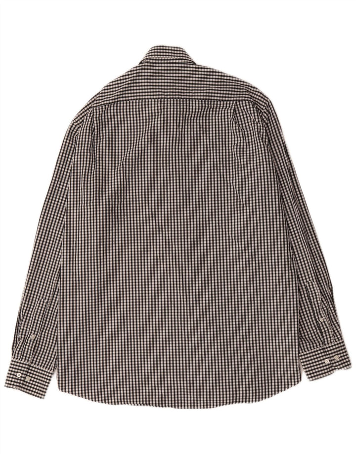 Camisa masculina Hugo Boss tamanho 43 17 XL preto algodão guingão
