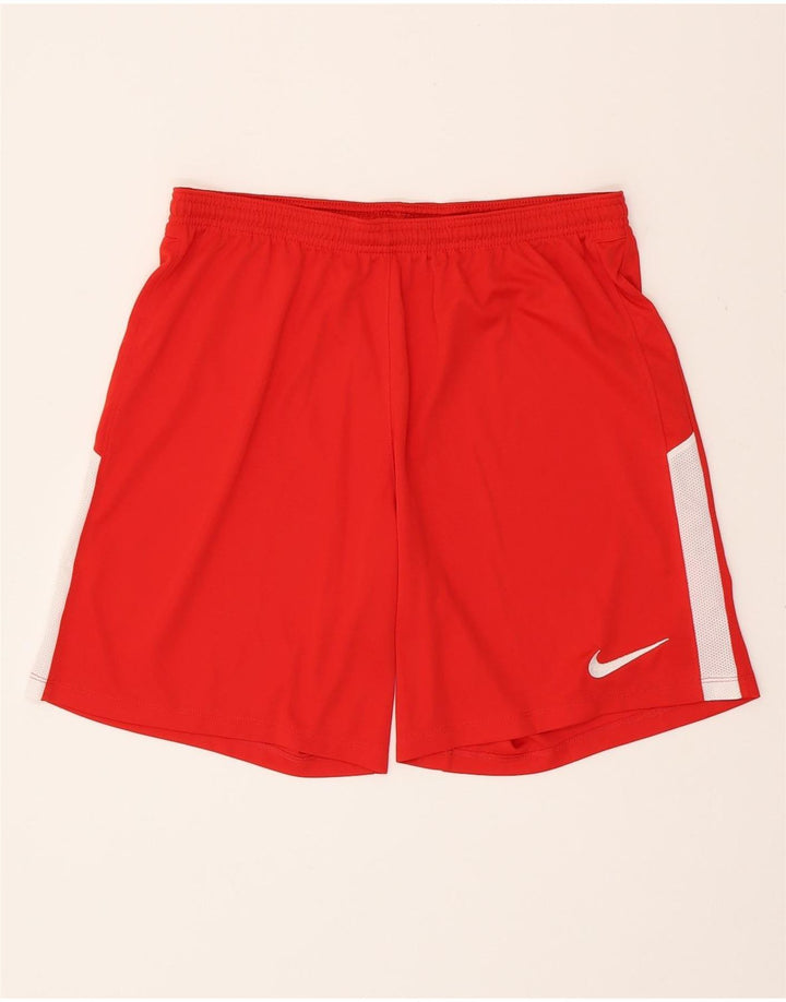 Shorts esportivos masculinos NIKE Dri Fit Slim Fit grande bloco vermelho