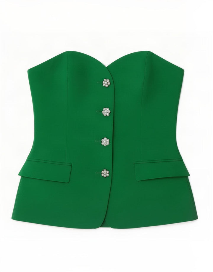 Zara Womens Crop Strapless Top UK 10 Pequeno Verde