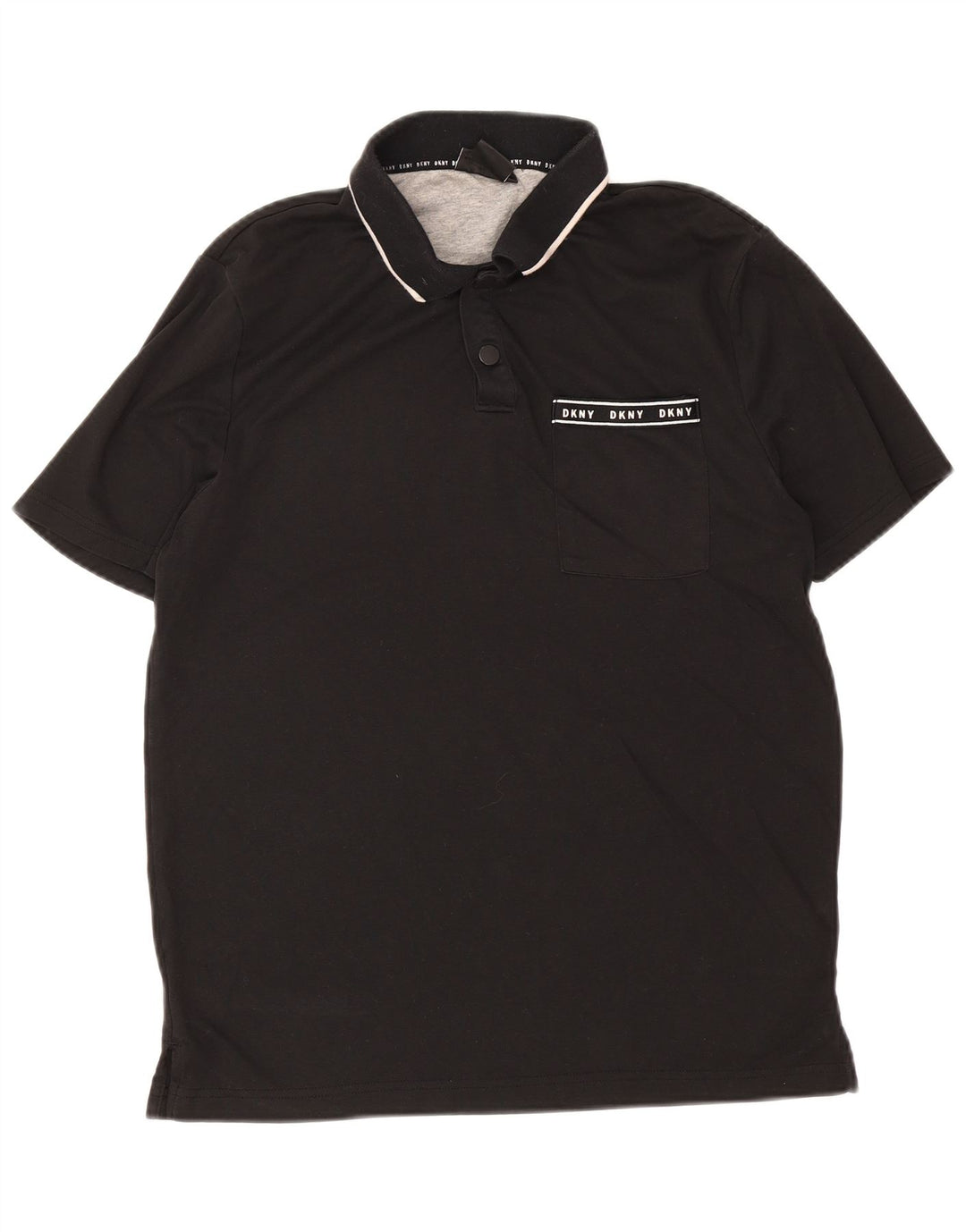 Camisa polo masculina Dkny de algodão preto médio
