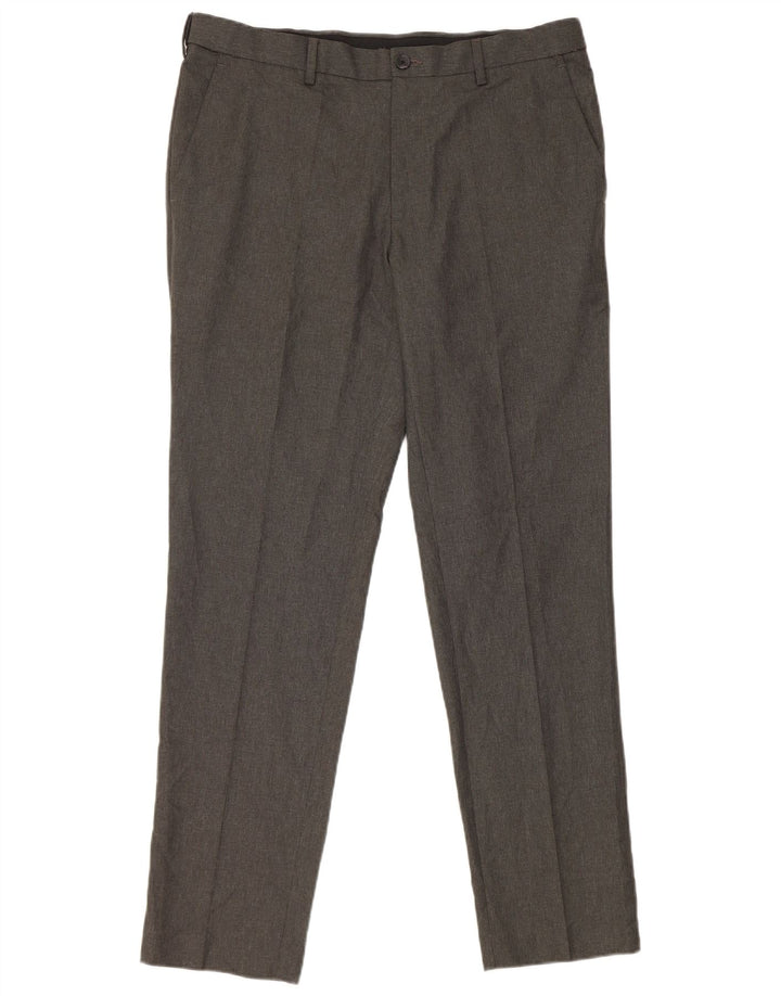 Calça feminina Marks & Spencer de terno reto W34 L31 poliéster cinza
