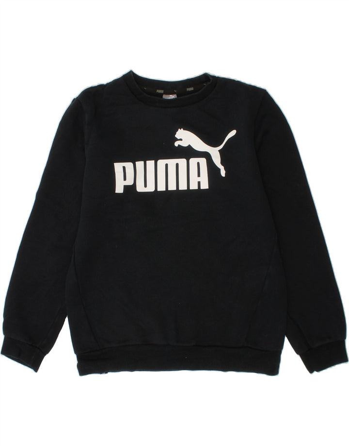 PUMA Girls Graphic Sweatshirt Jumper 13-14 Years Black Cotton Vintage Puma and Second-Hand Puma from Messina Hembry 