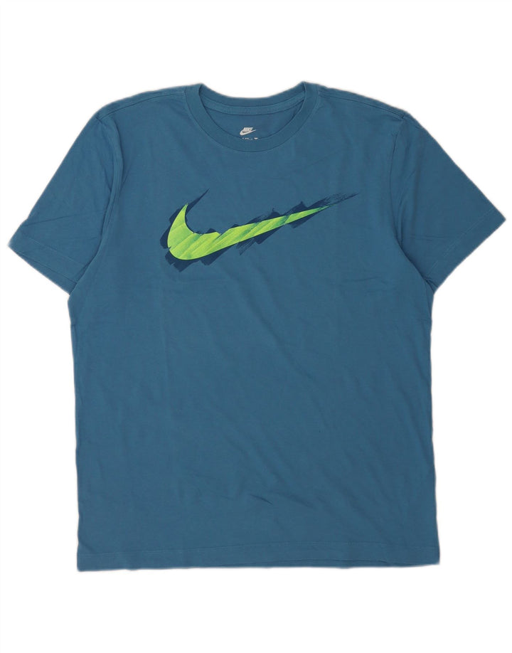 Camiseta Nike masculina gráfica Top médio algodão azul
