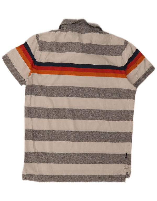 Camisa polo masculina Superdry grande algodão listrado cinza