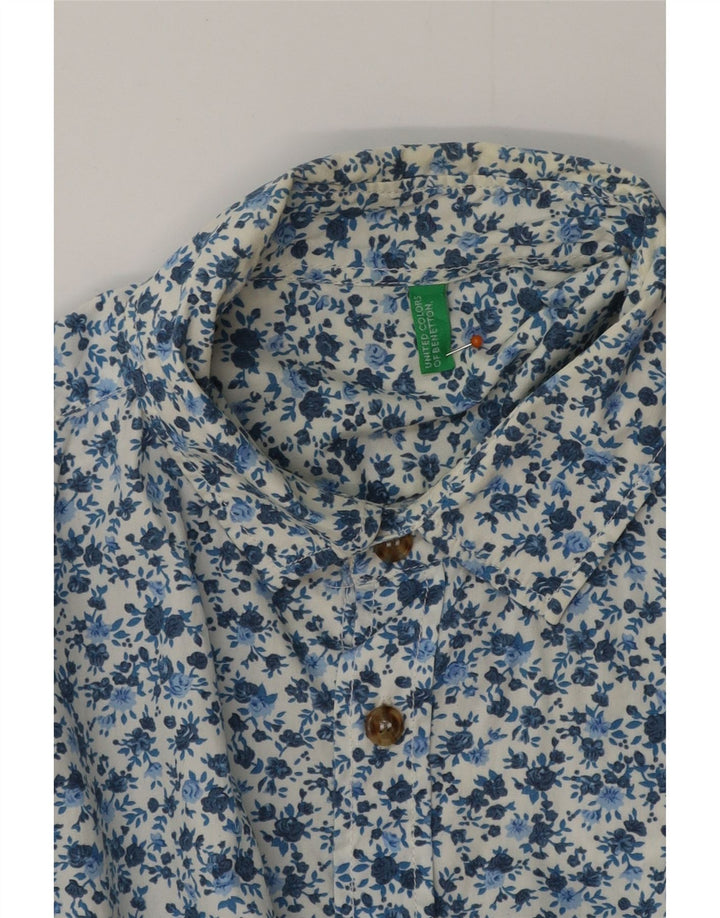 Camisa masculina BENETTON pequena azul floral