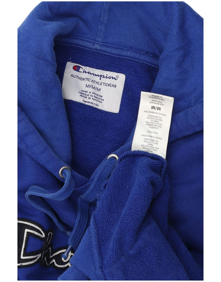 CHAMPION Suéter masculino com capuz gráfico médio algodão azul