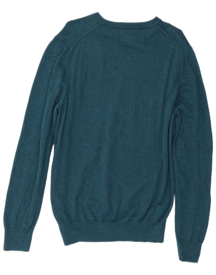 Suéter masculino Marks & Spencer com gola redonda, grande algodão turquesa