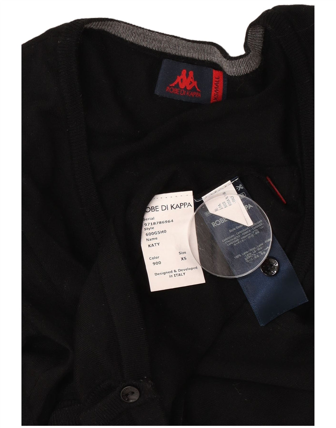 Suéter cardigã feminino Kappa UK 6 XS lã preta