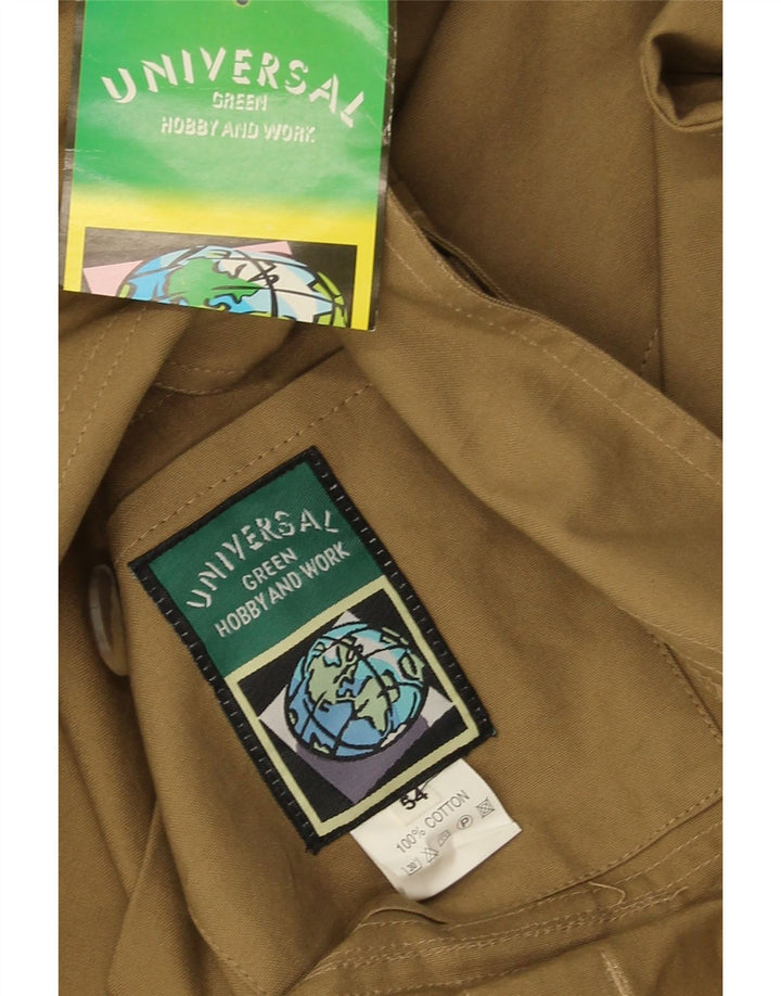 Jaqueta utilitária masculina vintage IT 54 2XL algodão cáqui