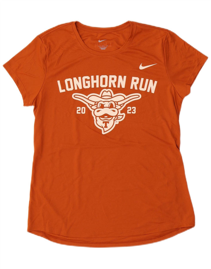 Camiseta feminina NIKE com estampa gráfica UK 14 grande laranja poliéster