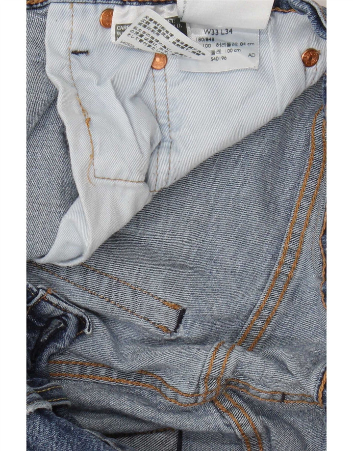 Levi's Mens Distressed Slim Jeans W33 L34 Azul Algodão