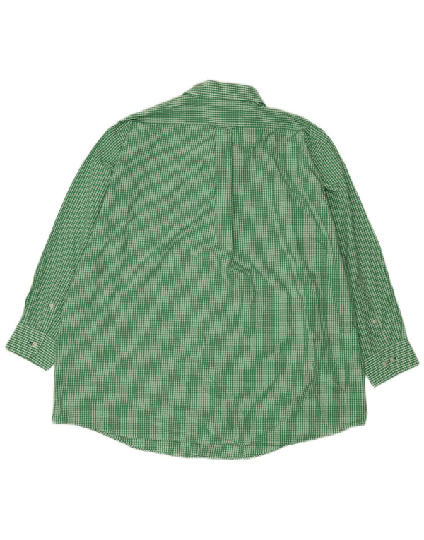 IZOD Mens Big Regular Fit Shirt Size 18 1/2 2XL Green Gingham Cotton