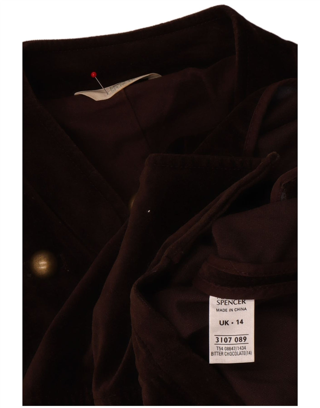 Jaqueta blazer feminina de veludo com 5 botões da Marks & Spencer Reino Unido 14 marrom médio