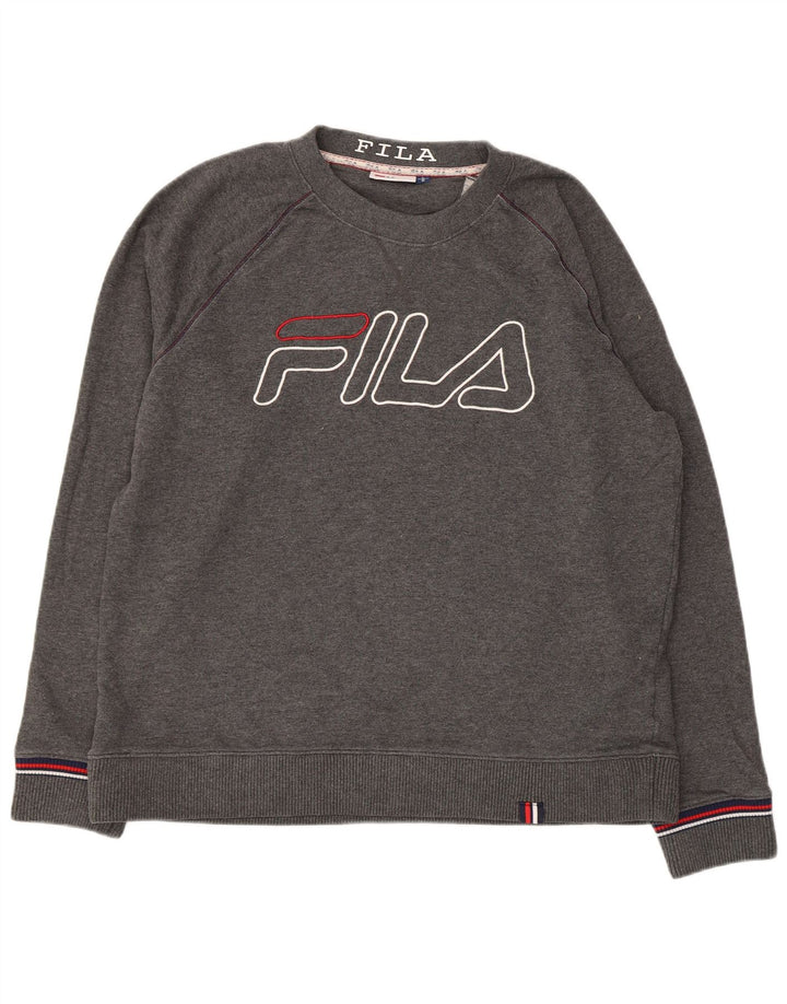 Fila moletom gráfico masculino jumper grande algodão cinza