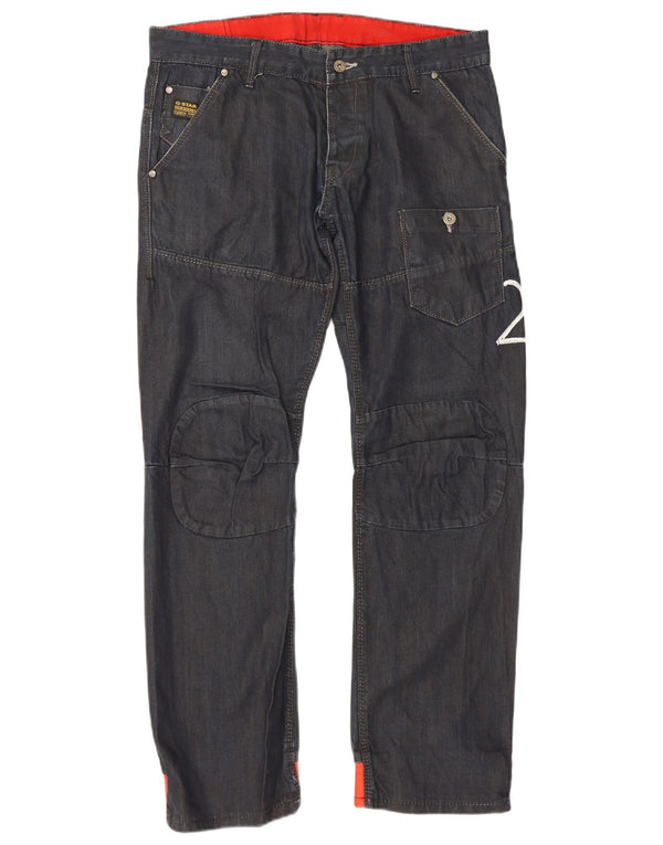 Calça jeans masculina G-Star Graphic Cargo Straight W36 L32 Azul Marinho Colorblock